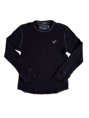 American Eagle Outfitters Navy Long-Sleeve Thermal Crew Neck Shirt